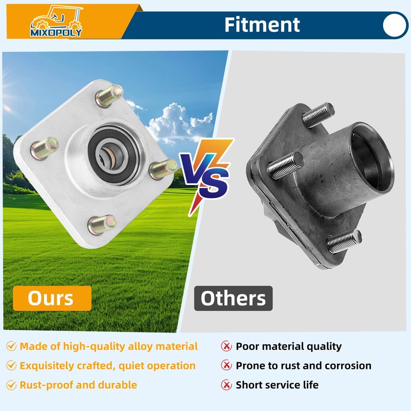 Mixopoly Golf Cart Front Wheel Hub Assembly for Yamaha G2/G8/G9/G11/G14/G16/G19/G20/G22/G29 Drive Model, Replaces OEM JG5-WF511-10-00, JG5-WF511-00