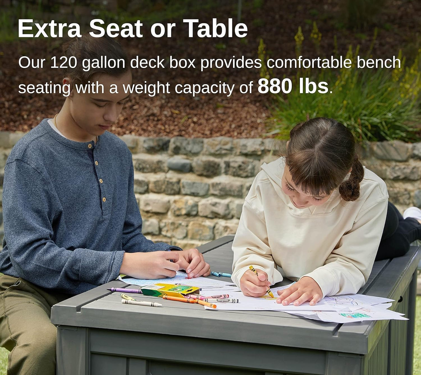 31 Gallon Waterproof Outdoor Storage Box - Lockable Resin Deck Bin for Patio Cushions & Tools - UV Resistant, Black