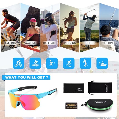 FEISEDY Polarized Sports Sunglasses for Men and Women,UV400 Baseball Sunglasses Youth Cycling Softball Goggles B0206