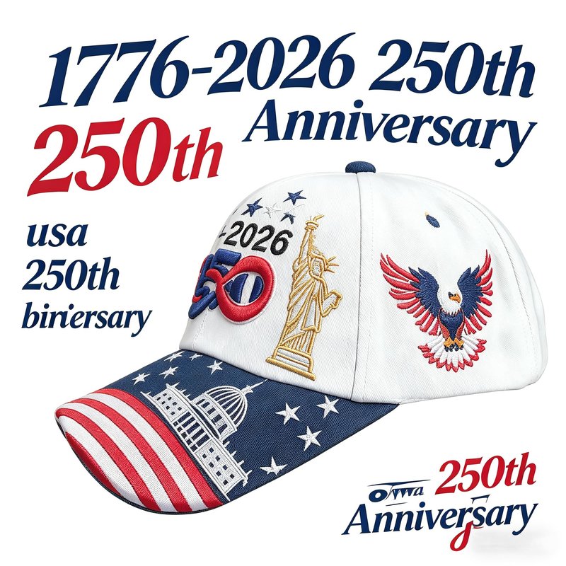 COOLQYANG American 250th Anniversary Embroidered Baseball Cap, Patriotic Red White Blue USA Flag Hat, July 4th Independence Day Souvenir Memorial Gift