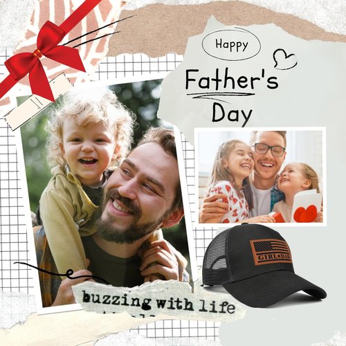 Bakyiwe Girl Father Daddy Gifts Dad Hats for Men, Adjustable Dad Trucker Hat, Fathers Day Birthday Gifts from Daughter Black