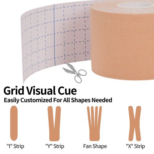 Kinesiology Tape 4 Rolls K Sports Tape for Knee Support and Muscle Pain Relief, Uncut Physio Tape Elastic Therapeutic Designed for Athletes Injury Recovery (Beige)