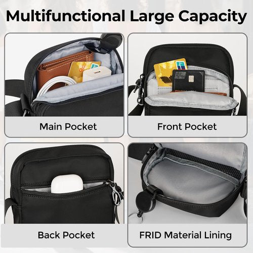 Tibroni Crossbody Bag Sling Bag for Women Men Anti Theft, Shoulder Chest Bags with Zipper Lock