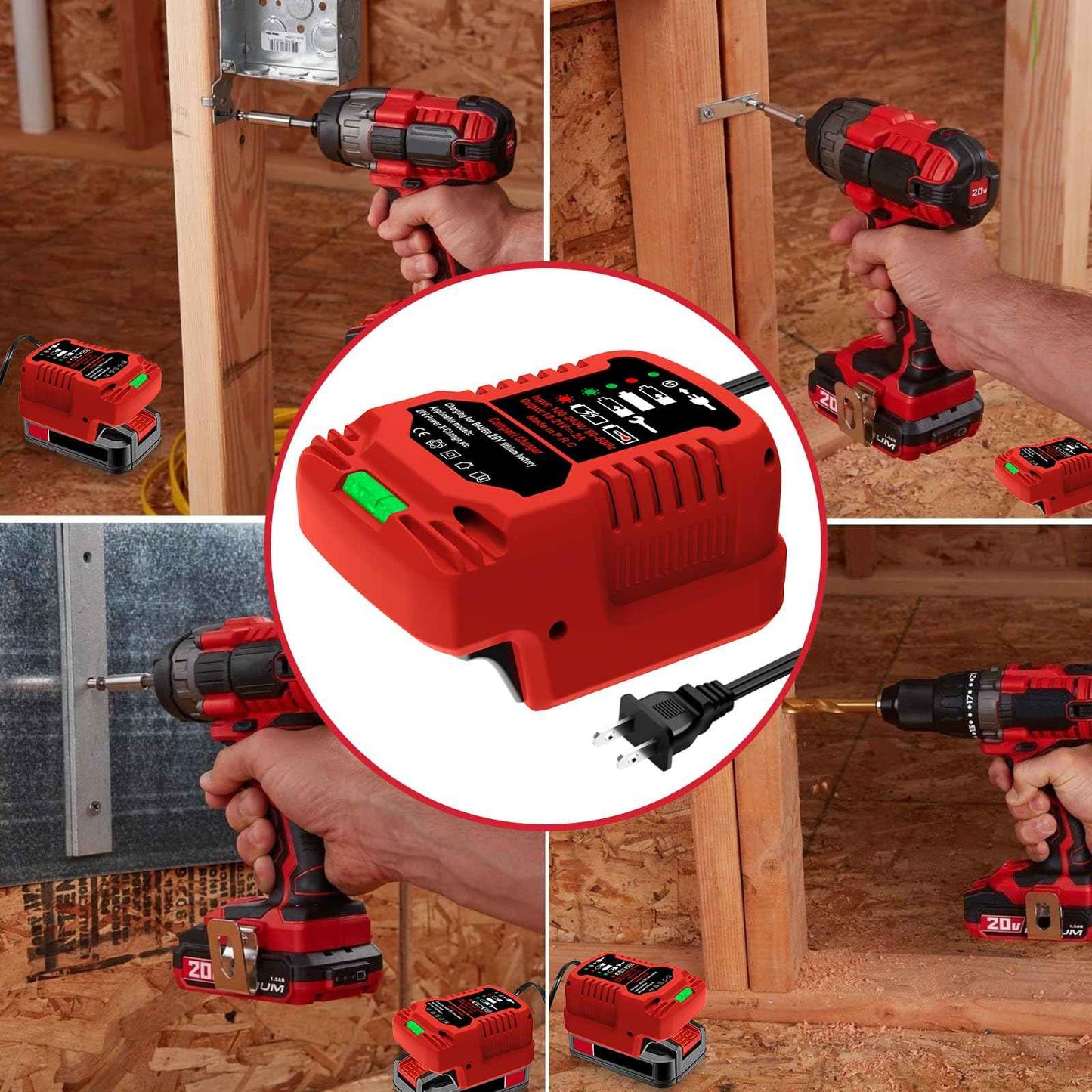 UNIKI Fast Charger for Bauer 20 Volt Battery Charger Compatible with Bauer 20 Volt Max 1702C-Bseries Power Tools Battery.