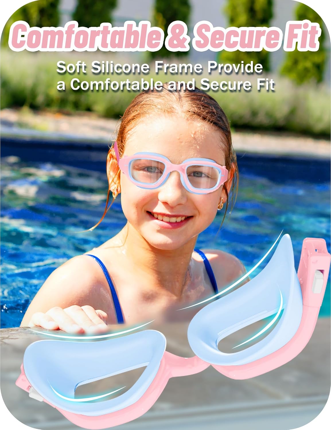 Vvinca Kids Swim Goggles - Anti-Fog, UV Protection, No Leak Design | Perfect for Ages 3-14