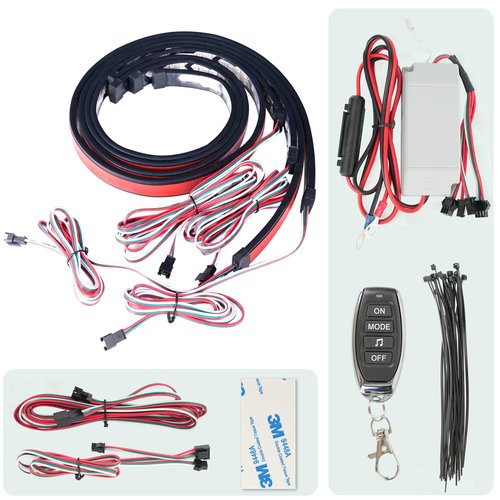 10L0L Golf Cart Underglow LED Light Kit, 4PC Flexible Neon Strip Lights with 14 Modes, Music Sync, Waterproof Remote Control Underbody Glow for EZGO, Club Car, Yamaha