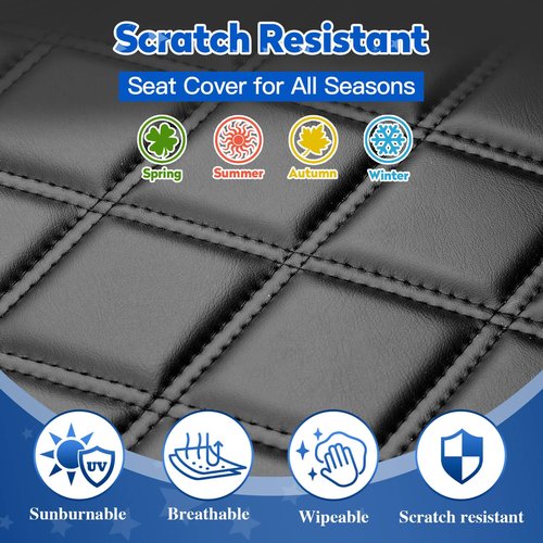 NOKINS 4PCS Golf Cart Seat Covers Kit, Front and Rear Seat Covers Fits EZGO TXT 1994-2013/EZGO RXV Standard Seat Cushion, EZGO Vinyl Seat Covers Accessories (Gradient Diamond Black&Brown)
