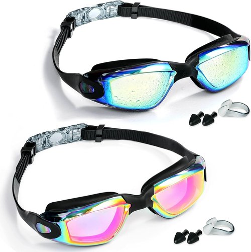 EWPJDK Swim Goggles - Anti-Fog, Leak-Proof Design | 2 Pack for Adults, Men & Women