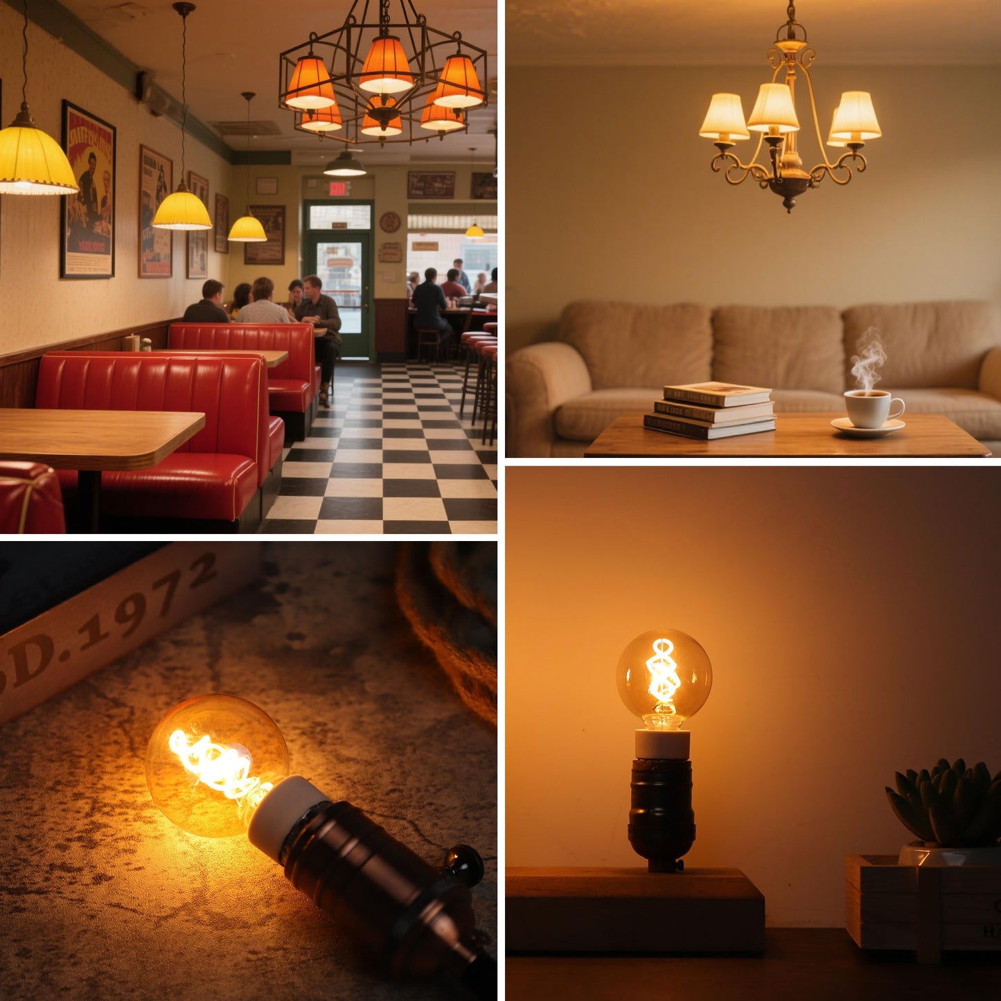 PADMO LUDAZ Dimmable G16.5 Amber Light Bulbs 25 Watt Equal 3W,Candelabra Edison Screw Base E12 Bulb Warm,Vintage LED Globe Light Bulbs for Chandelier Ceiling Fan,Soft White 2200K,180LM,2 Pack