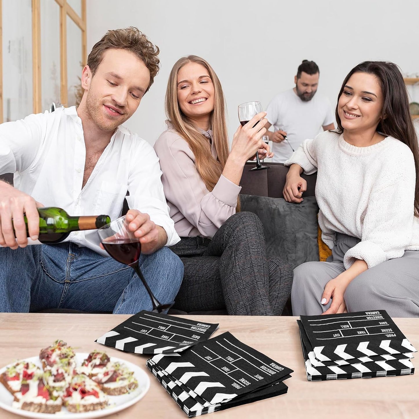 Movie Night Disposable Paper Napkins,50Pcs Movie Theater Decor Napkins for Party Decorations Square Movie Film Themed Tissue for Birthday Awards Ceremony Hollywood Party Supplies Movie Prop