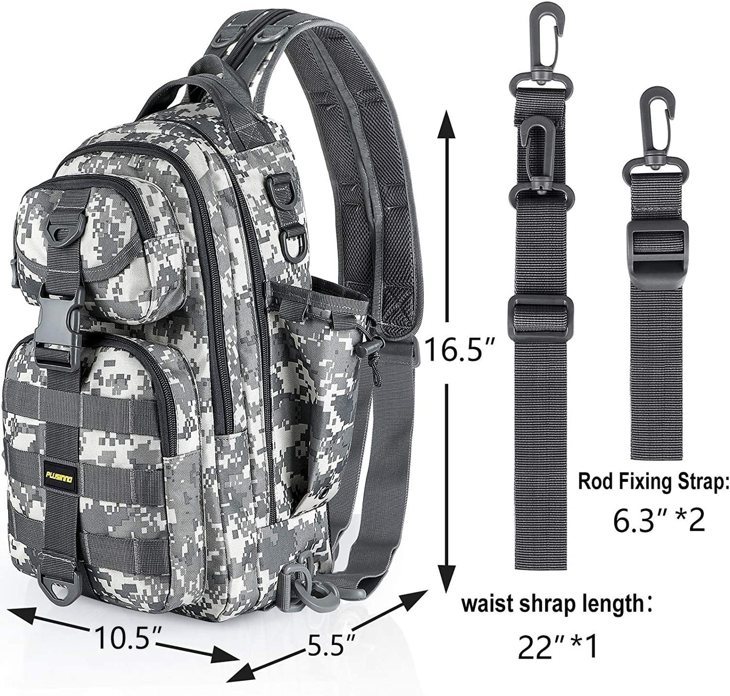 PLUSINNO Fishing Backpack Tackle Bag, Water-Resistant Backpack with Rod Holder, Ideal Shoulder Bag Gifts for Men