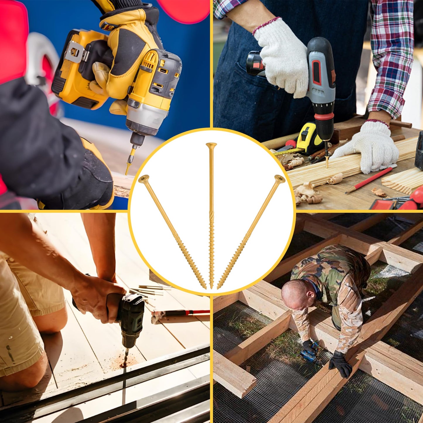 Aandxmok 50 PCS(1.22lb), #10 x 5 Deck Screws, Wood Screws 5 Inch, Rust Resistant, Star/Torx Drive Head, Self-Tapping Point, Dampening Knurled, Outdoor Wood Screws, T25 Star Bit Included