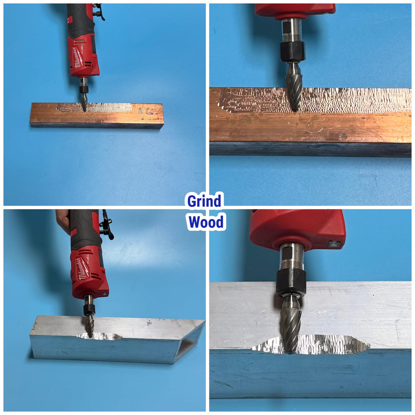 4Pcs Carbide Burr Set 1/4 Shank Aluminum Cut (Wide-Flute Cut) Die Grinder Bits Rotary Tools Attachment Kit Rasp File Accessories Metal Wood Stone Steel Grinding Deburring Cutting Porting Carving