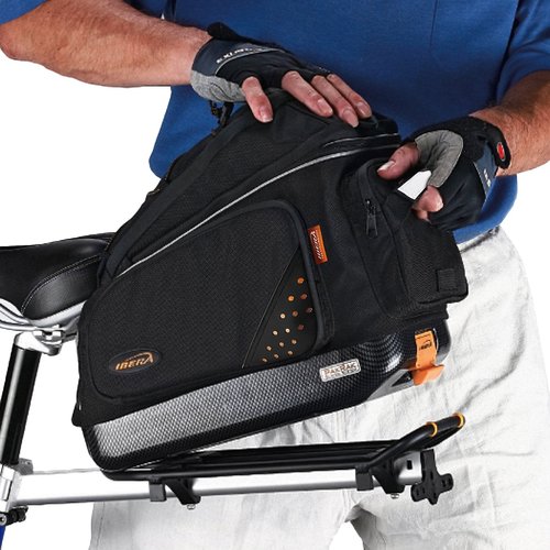 Ibera Bike Bag Commuter 17L - Clip-On Bike Rack Bag with Shoulder Strap - Hard Base, Reflective Trim & Taillight Compatible - Bicycle Bag for Daily Use & Commute - PAKRAK ONLY FOR IBERA RACKS