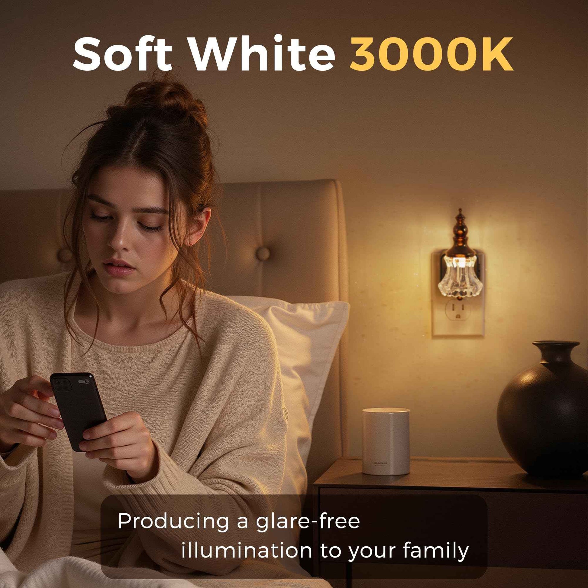 L LOHAS LED Night Lights Plug into Wall, 3000K Soft White LED, Floral Night Lights with Dusk to Dawn Sensor, 0-100lm Adjustable Brightness, for Hallway Bedroom Stairway