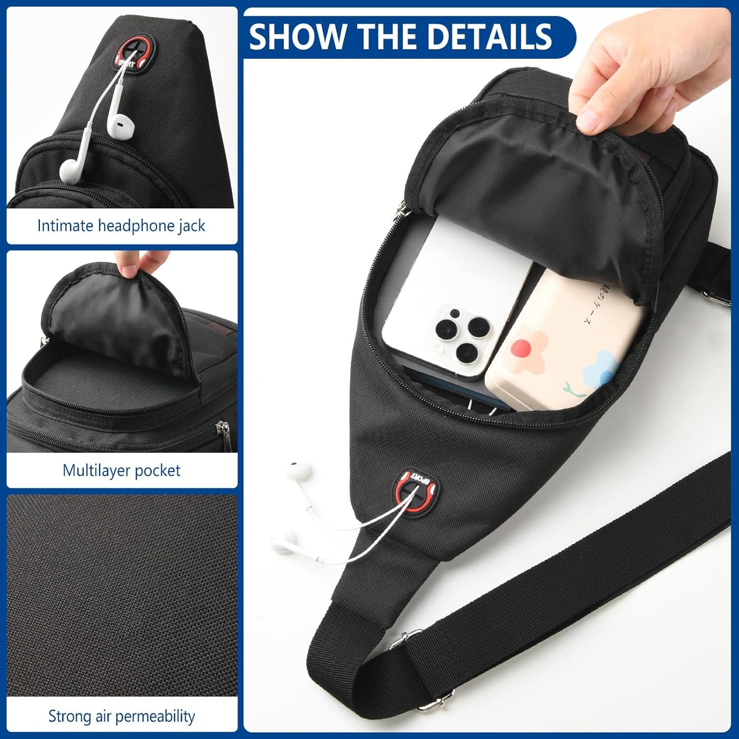 Skiennix Men’s Sling Bag - Lightweight Crossbody Backpack with Multiple Pockets for Everyday Use