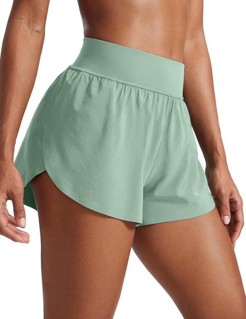 CRZ YOGA High Waisted Running Shorts - Comfortable Mesh Liner for Women | Quick Dry, 3" Length