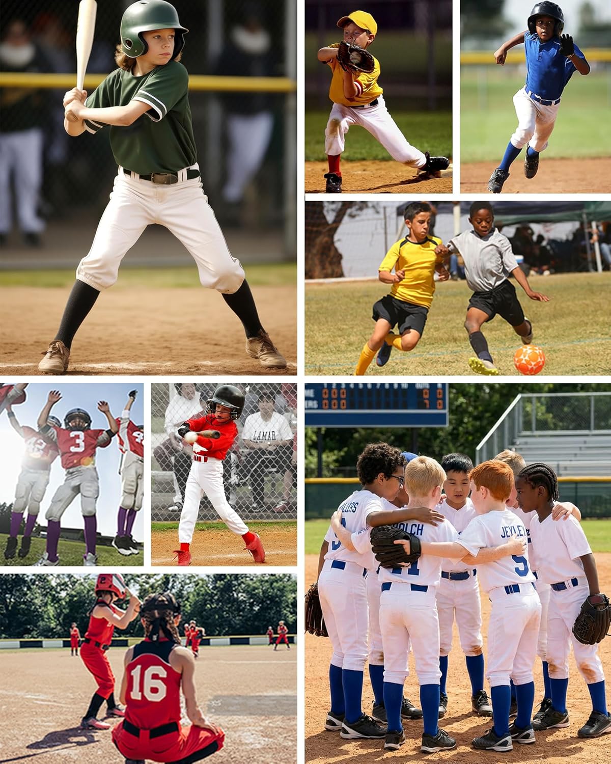 QBK Toddler Baseball Socks & Belt Set - Youth Softball Tee Ball Combo for Boys & Girls (1 Pair Socks, 1 Belt)