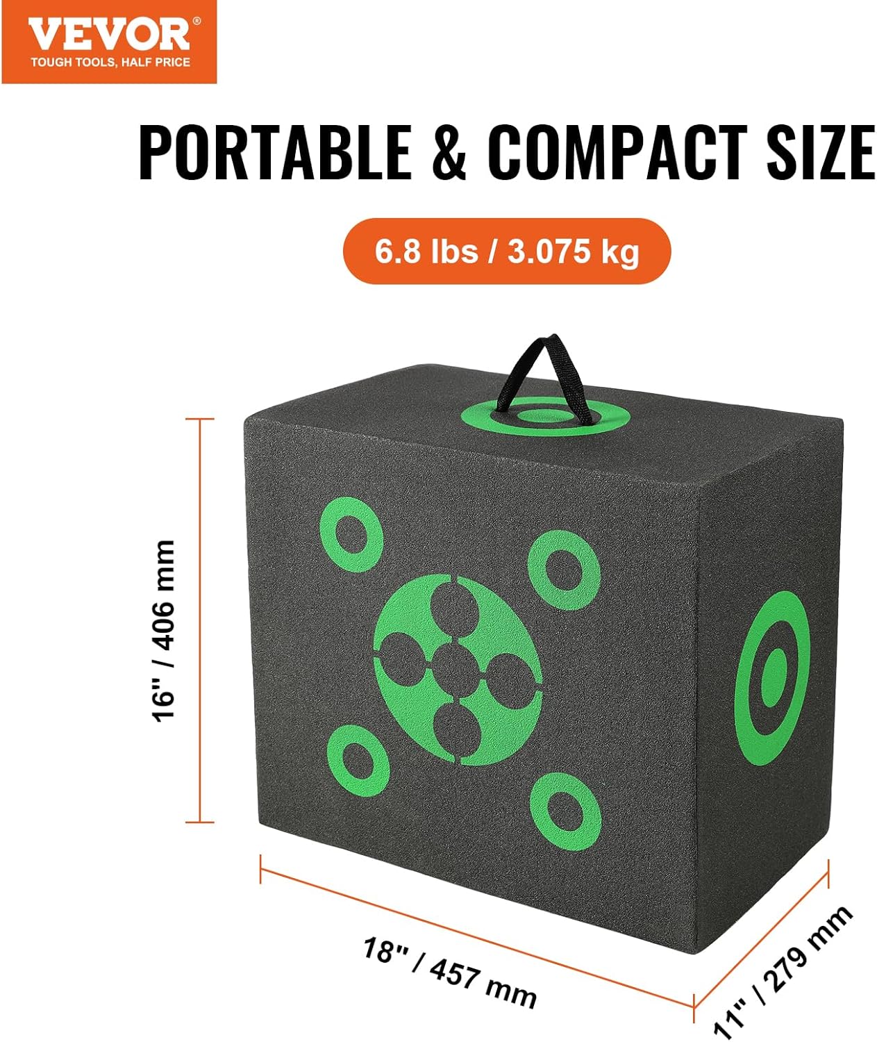 VEVOR Archery Target Block - 16"x18" Portable Bow Target with Carry Handle & Easy Arrow Removal | Lightweight & High Visibility