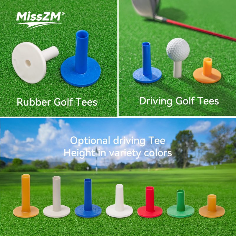 XMWangzi Improve Your Golf Game 5-Color & Height Rubber Tees - Perfect for Indoor/Outdoor Practice and Swing Training