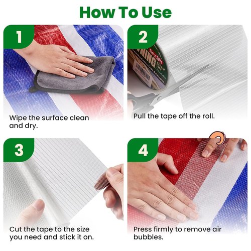 Awning Covers | Waterproof Self-Adhesive Tarp Repair Tape Kit - 3" Clear Mesh for Awnings, Canopies, Tents