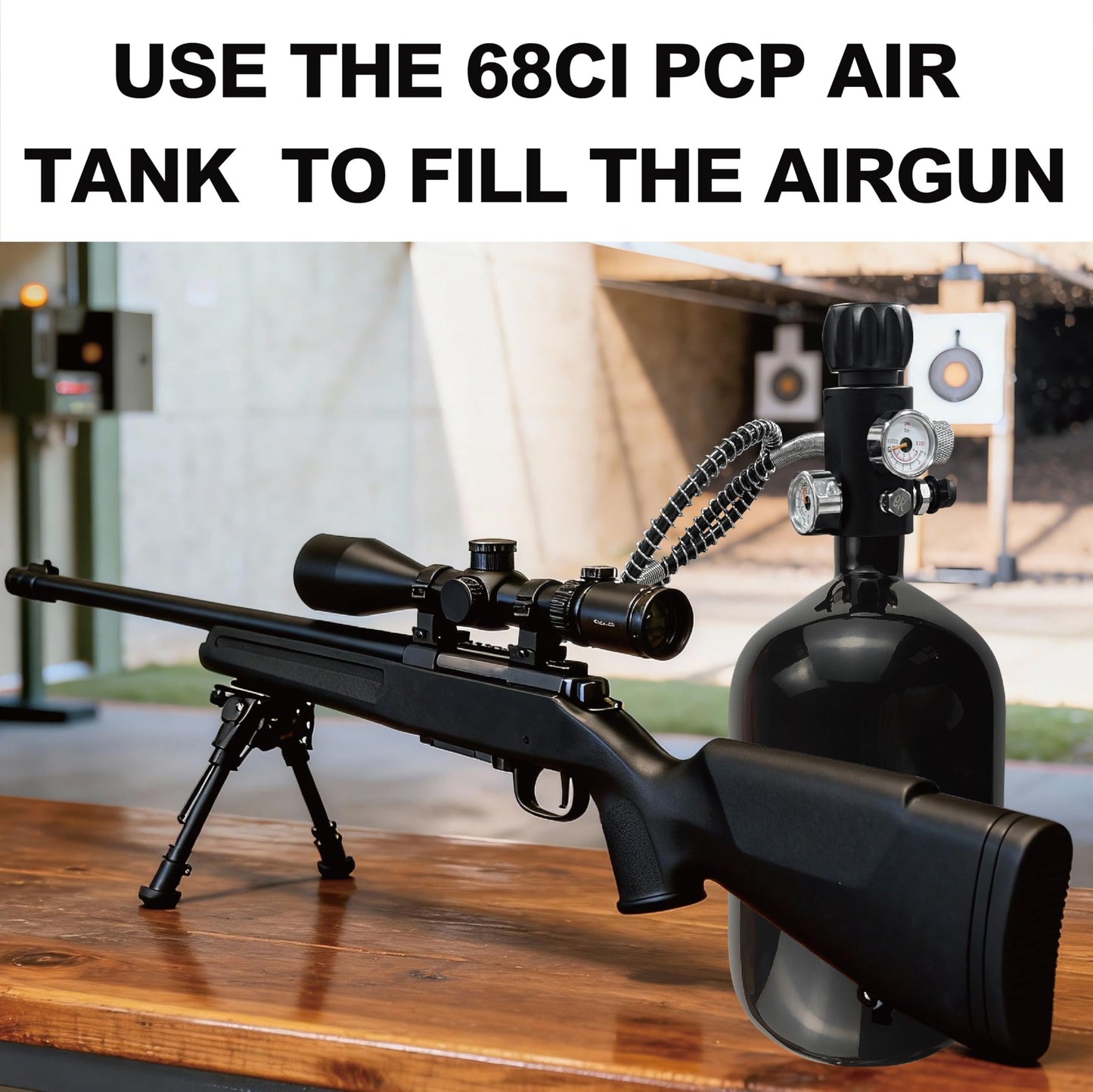 DOT 68ci 4500psi Black Carbon Fiber Paintball Tank With Dual Gauge Valve