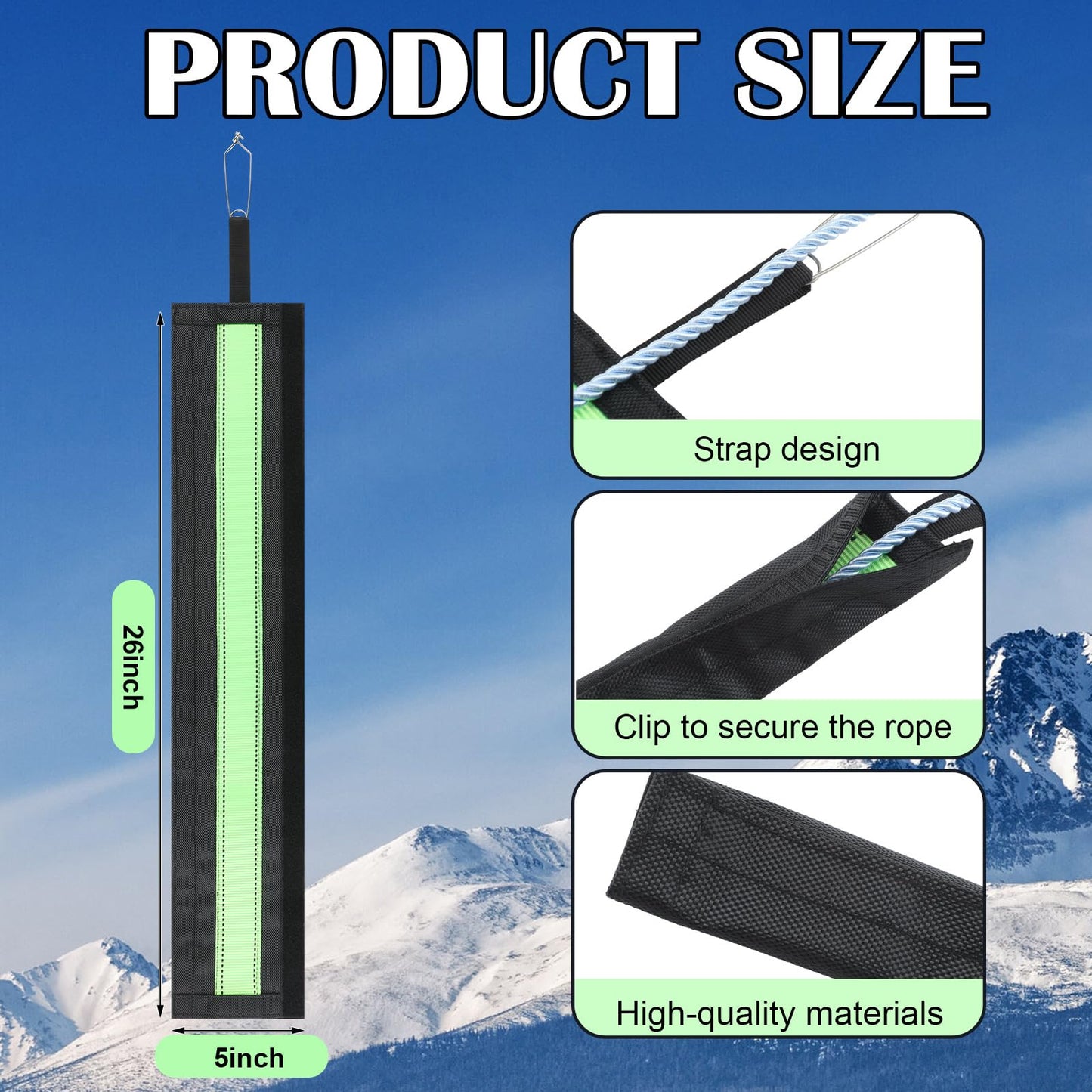 WinnerWhy 1 Pc Black Rope Protector Rock Climbing Arborist Rope Protector Sleeve Rappelling Abseiling Equipment for Outdoor Climbing Mountaineering Rock