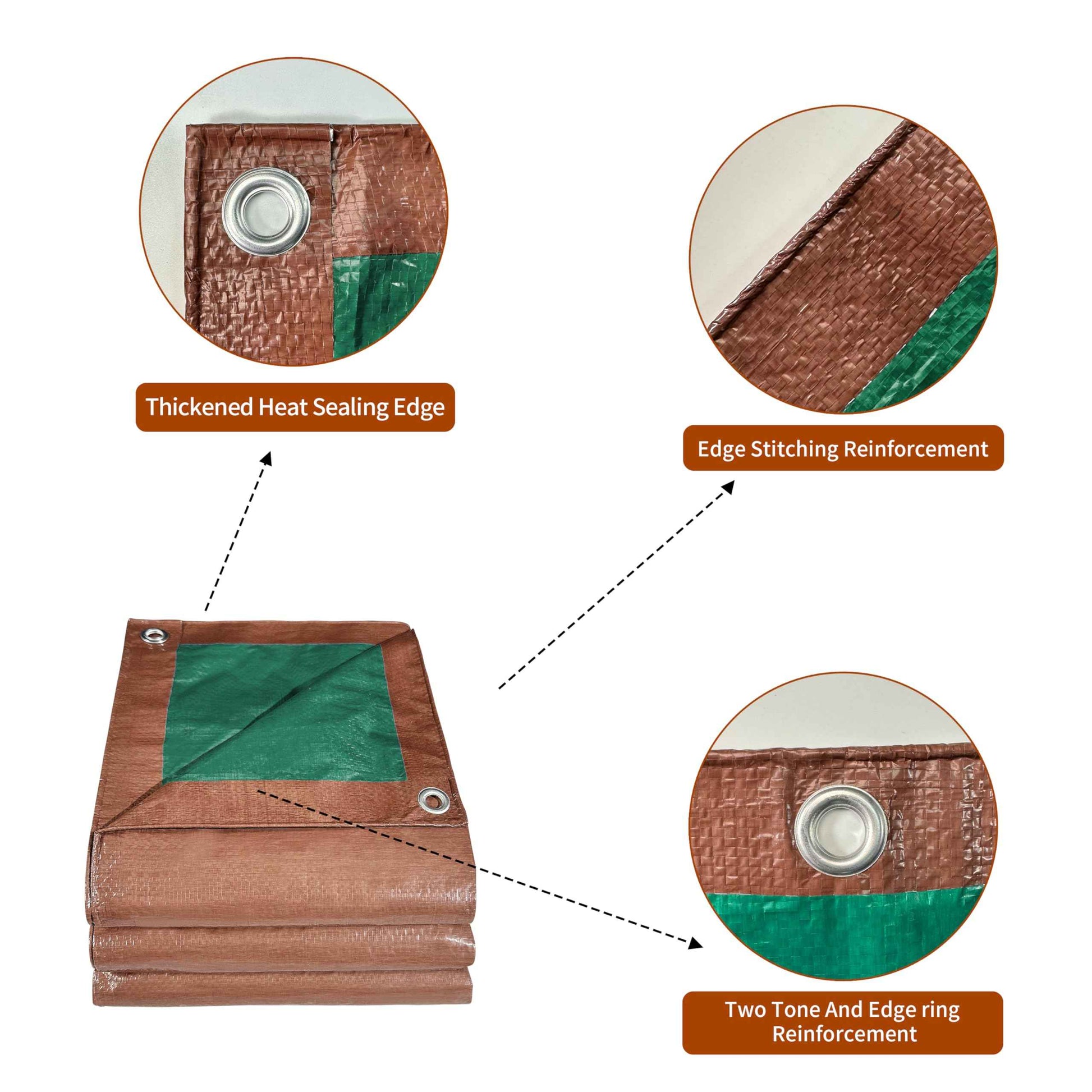 Tarp 10x14 ft 100% Waterproof 7mil Durable Grommets and Reinforced Edges,Uv Resistant,Green/Brown Tarp,Emergency Rain Shelter,Outdoor Cover and Camping Use -by MVPNET