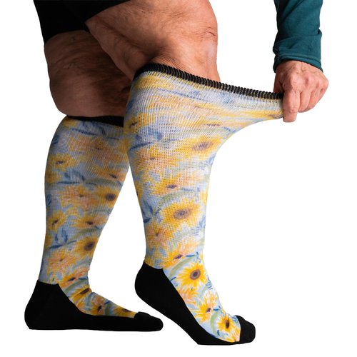 Viasox EasyStretch Diabetic Socks for Men & Women, Non Binding, Seamless Toe, Loose Fit (Sunny Days, Large)