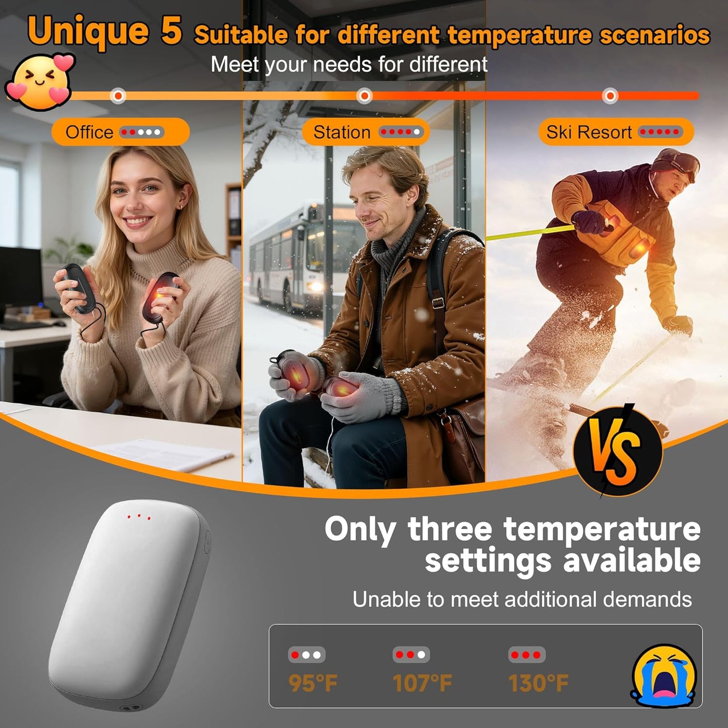 Skiennix Rechargeable Hand Warmers - AI Smart Fast Heating, Dual-Sided Safety, 6-24 Hour Use | 2 Pack