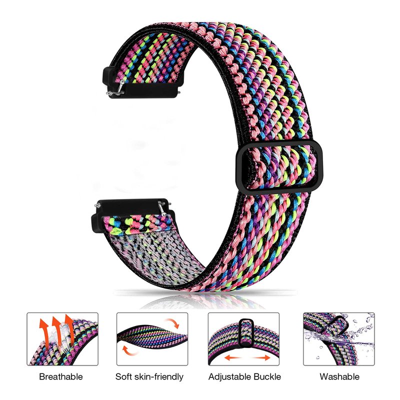 BOTNUW 4 Pack Elastic Bands - Compatible with Fit bit Versa 2, SE, Lite Wristbands - Soft Loop Nylon Adjustable Stretchy Replacement Straps for Women and Men
