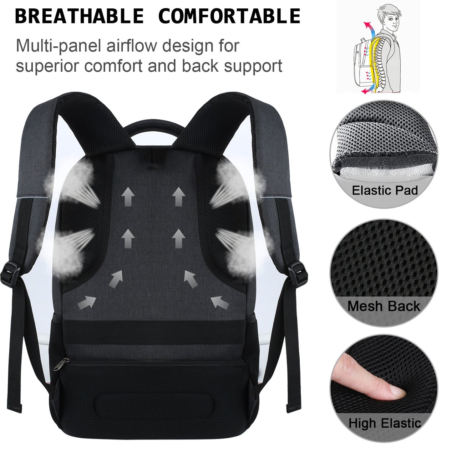 Volher 17 Inch Laptop Backpack, Business Anti Theft Slim College Backpack