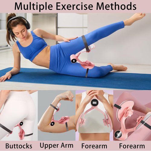 GQIRIL Pelvic Floor Trainer for Women - Inner Thigh Master Exerciser Devices with Counter & Leg Strap, Postpartum Rehabilitation Pelvic Floor Kegel Toner Equipment for Woman Home Office Workout