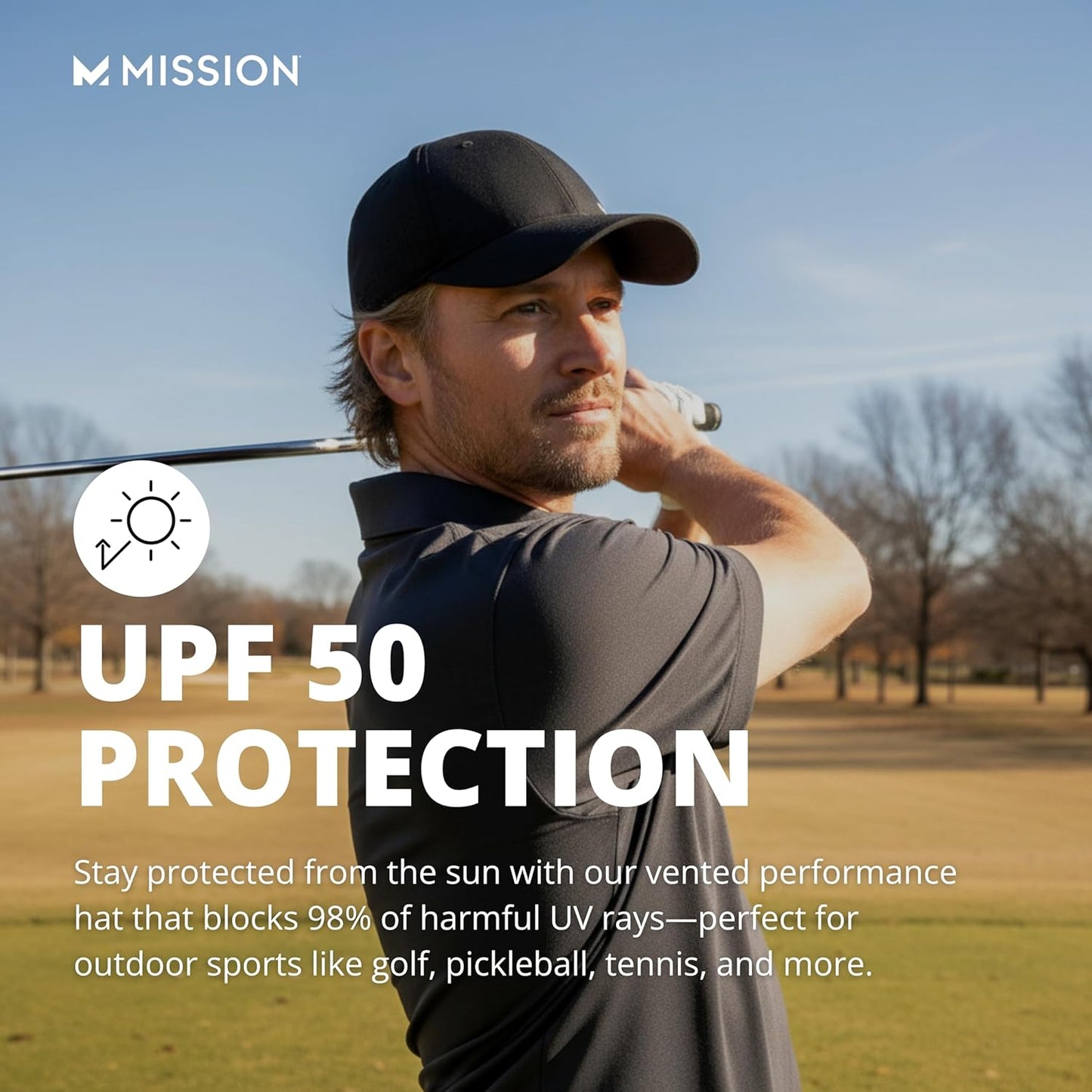 MISSION Cooling Vented Performance Hat - Unisex Cap for Workouts, Golf & Running | Sweat-Activated Technology