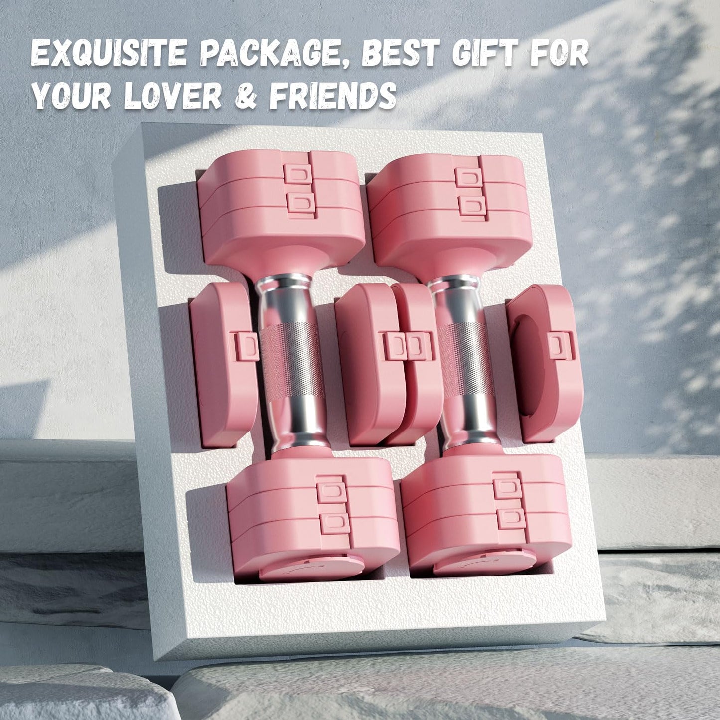 RUNWE 10lb Dumbbell Set of 2-4 in 1 Fast Adjustable Free Weight Set, Each 4lb 6lb 8lb 10lb for Women & Men Exercise Fitness for Home Gym, Also Can Be Used Push Up Bar