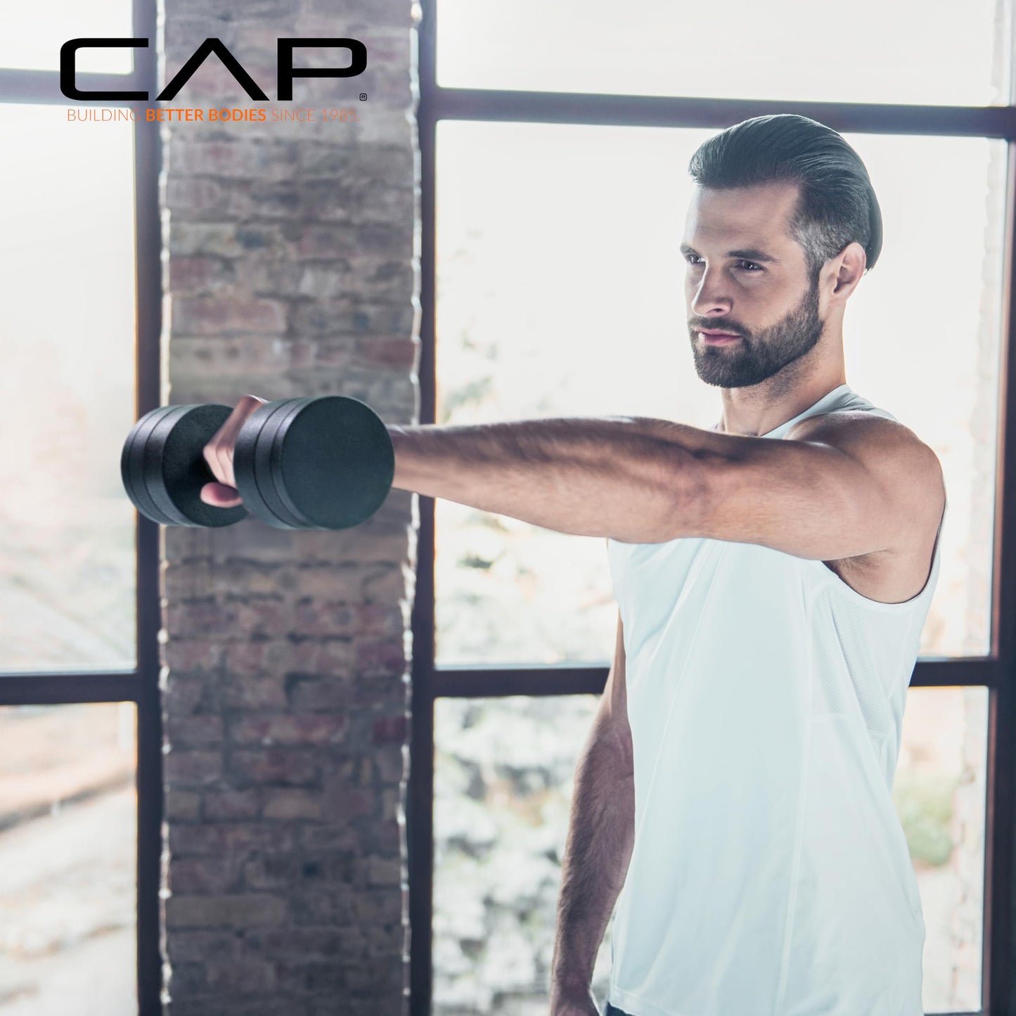 CAP Barbell 15 lb Adjustable Dumbbell – Compact Cast Iron Weight with Black Handle - Single