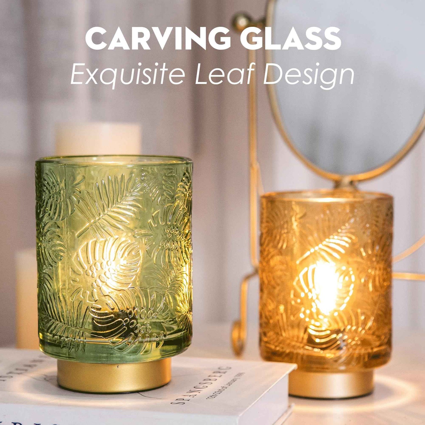 ULAROOM Small Battery Operated Lamp-Portable Cordless Table Lamp with LED Bulb for New Home Decor Gift,Wireless Battery Powered Desk Lamp for Bedroom Living Room Decor Aesthetic Golden Amber