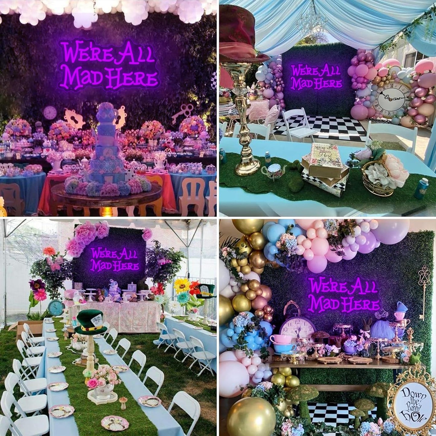 Alice in Wonderland Neon Sign - Mad Hatter Tea Party LED Light for Bedroom & Bar Decor