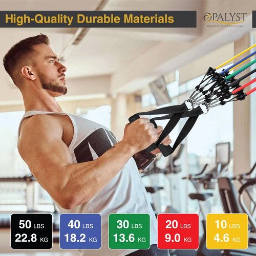 11pcs Resistance Band Set for Home Gym – Heavy Duty Exercise Tube Bands with Handles, Door Anchor & Ankle Straps – Full Body Workout Equipment for Strength Training, Yoga, Pilates, Physical Therapy