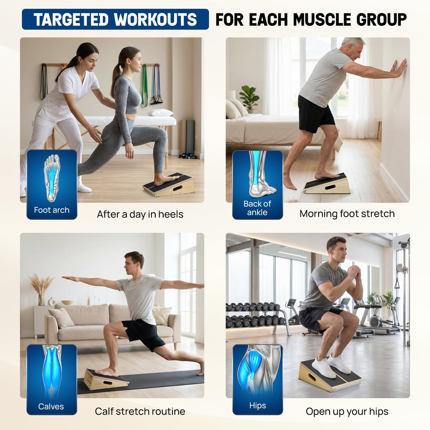 Yes4All Professional Incline Board, Slant board calf stretching, Squat Wedge and Anti-Slip Surface, Portable Side Handle Design for Easy Movement