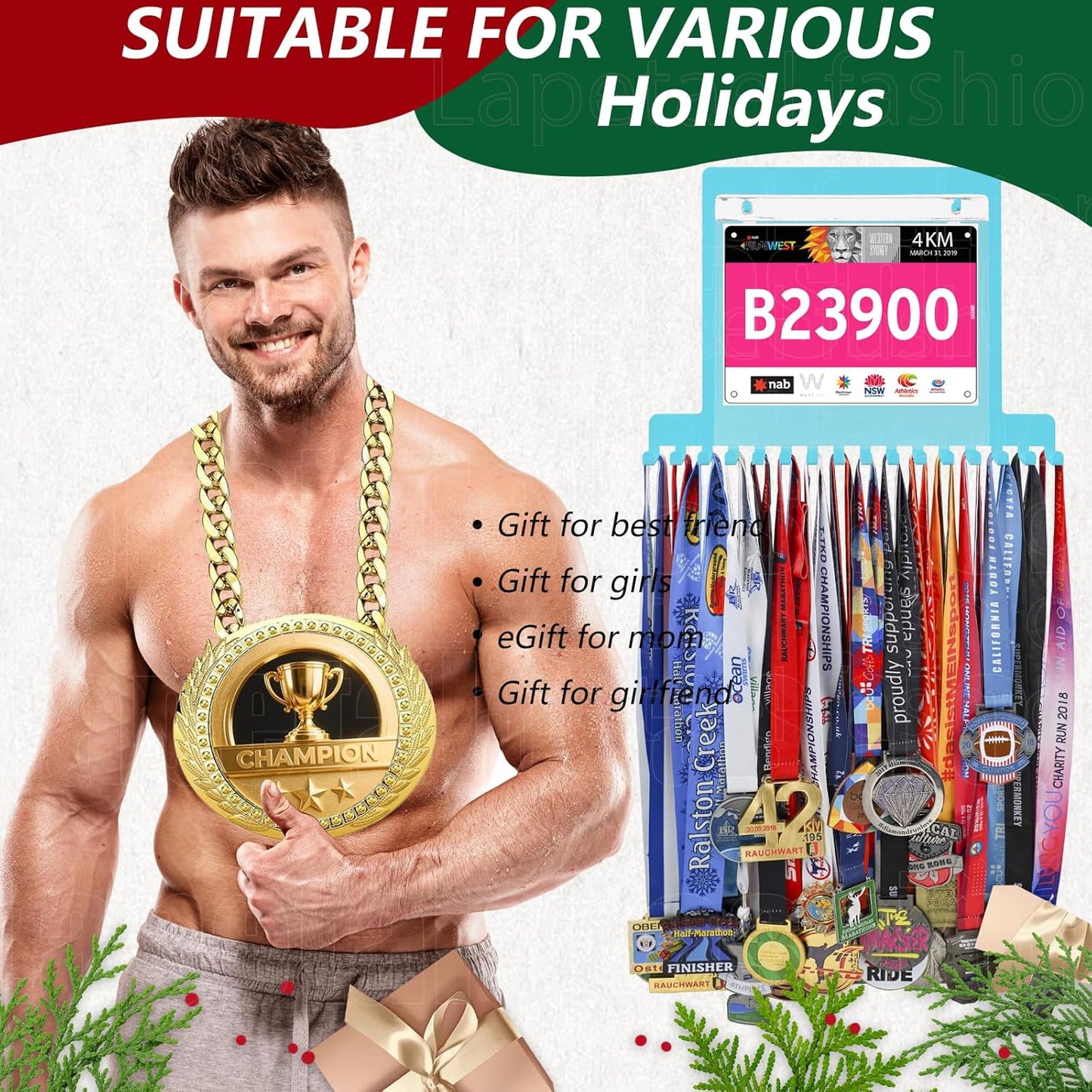Skiennix Race Medal Holder - Stylish Wall Hanger for Marathon & Runner Medals | Perfect Gift for Athletes