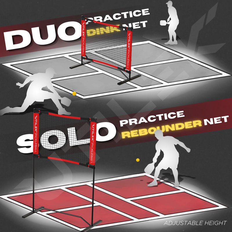 Mini Pickleball Dink Net Small Size Set 4ft, Paddles, Court Markers, 6 Balls, Bag, Rebounder Practice Trainer, Master Pickle Ball, Home Equipment Portable, Adjustable Height, Indoor, Outdoor, Driveway
