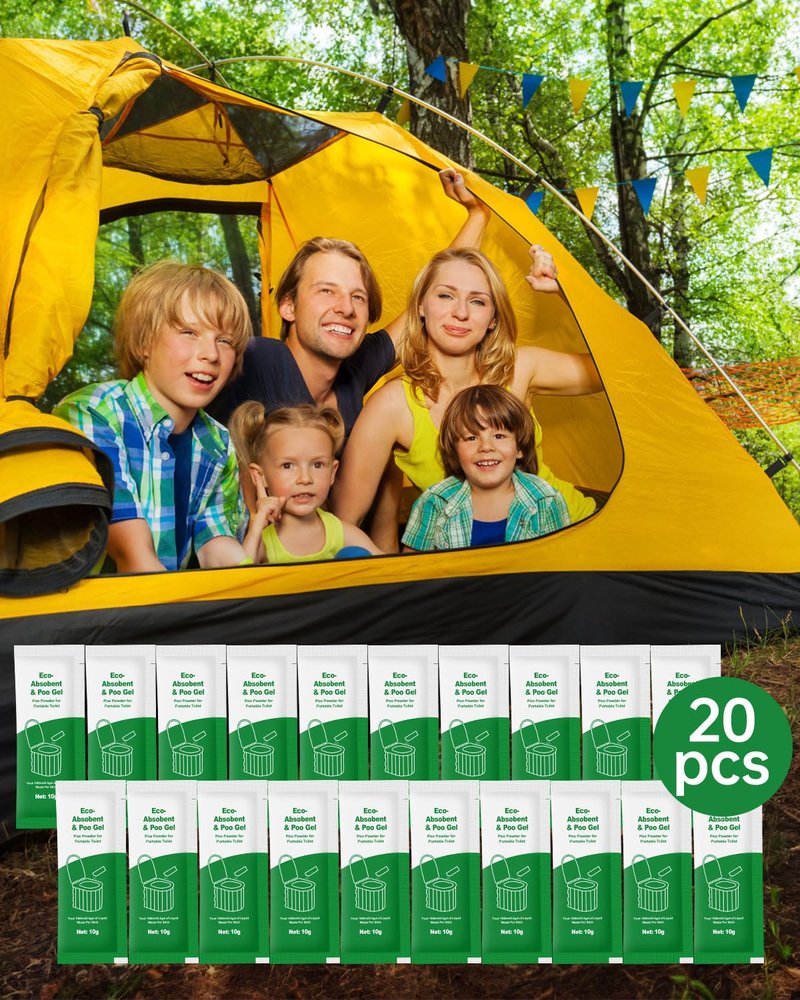Poo Gel for Portable Toilet, 80 Eco Camping Toilets Pee Powder Deodorizer Urine Pee Absorbent Liquid Solidifier for Adult Porta Potty Bucket Toilet Outdoor Camping Hiking Emergency