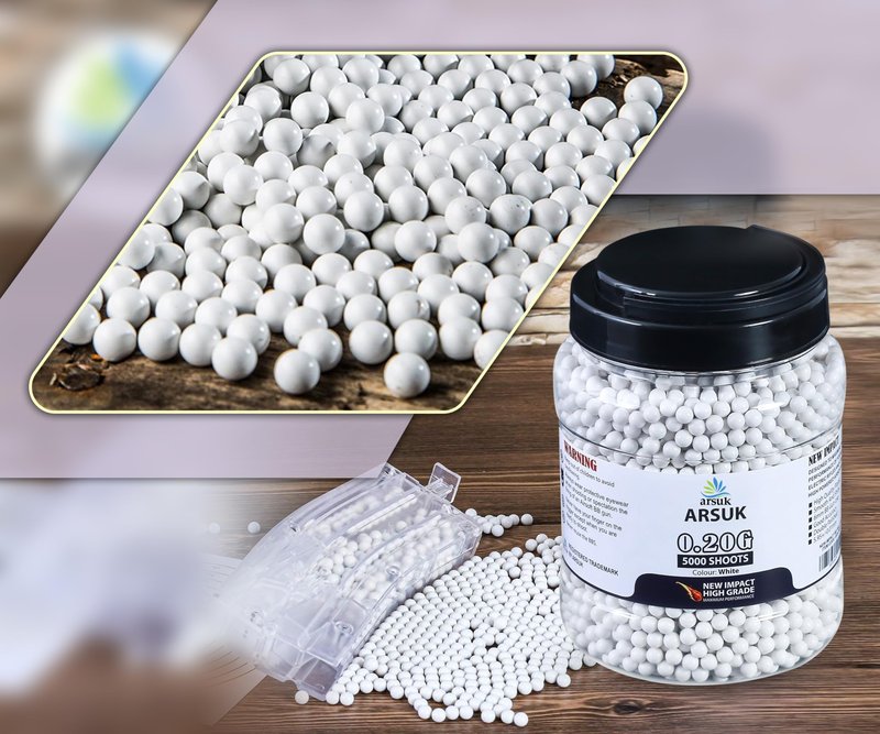 Arsuk 6mm Airsoft BBS 0.20g – White - 5000 Count - Seamless 6mm Plastic Pellets for Precision Target Practice & Tactical Shooting BBS for BB Guns