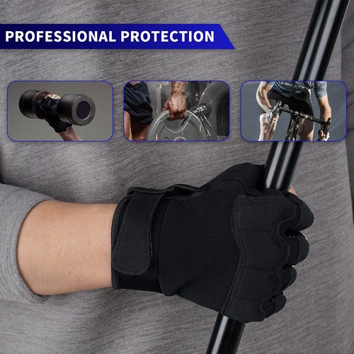 FIORETTO Fingerless Gloves for Airsoft Shooting Half Finger Hunting Hiking Cycling Driving Motorcycle Climbing Work Gloves Black Medium