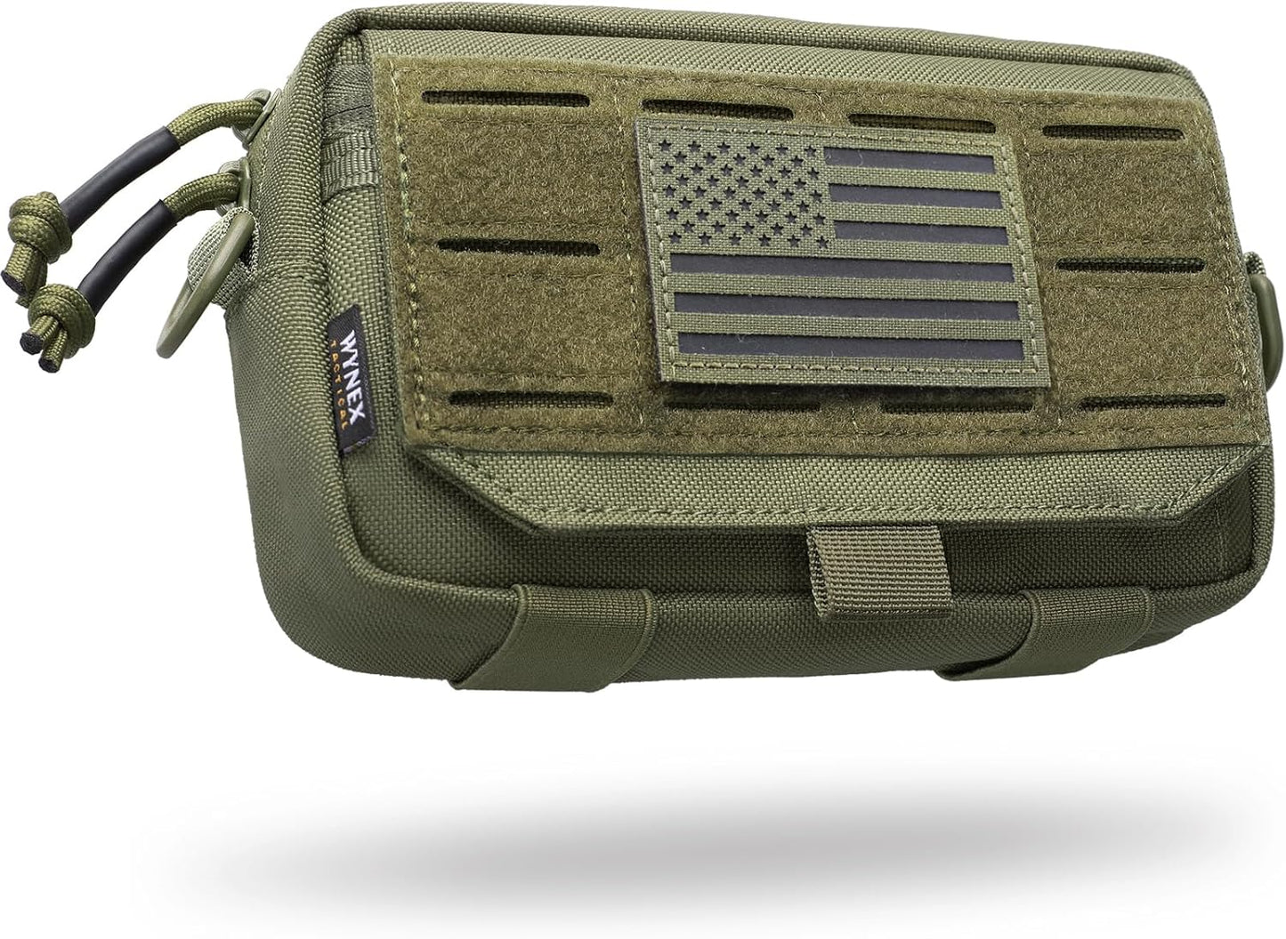 WYNEX Tactical Molle Admin Pouch - Utility EDC Bag with Laser Cut Design & American Flag | Versatile Size