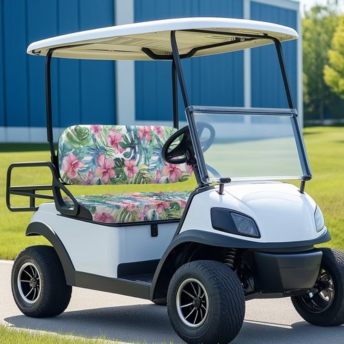 Yuyamidu Tropical Flowers Golf Cart Seat Covers Set of 2 Breathable Golf Blanket Protector Anti-Slip Front Seat Cushion Back Seat Universal Golf Accessories Suitable for EZGO Club Car