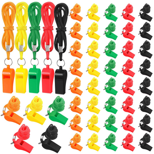 Honoson Whistle for Adults Plastic Safety Emergency Whistle Survival Loud for Lifeguard Coaches Hiking Outdoor Camping Accessories(Colorful,100 Pcs)