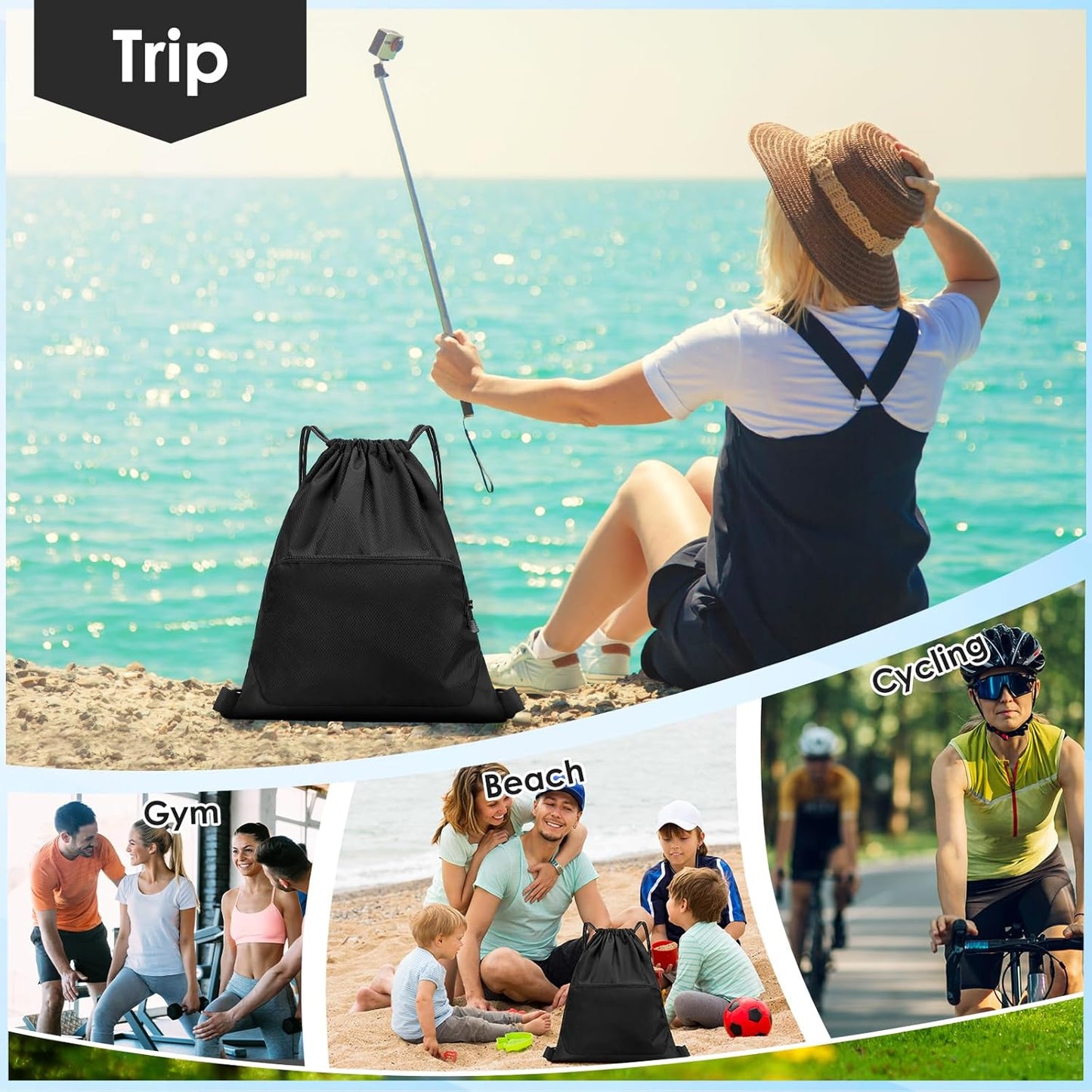Skiennix Sports Gym Drawstring Backpack - Reusable Cinch Bag for Basketball & Soccer | Durable Design