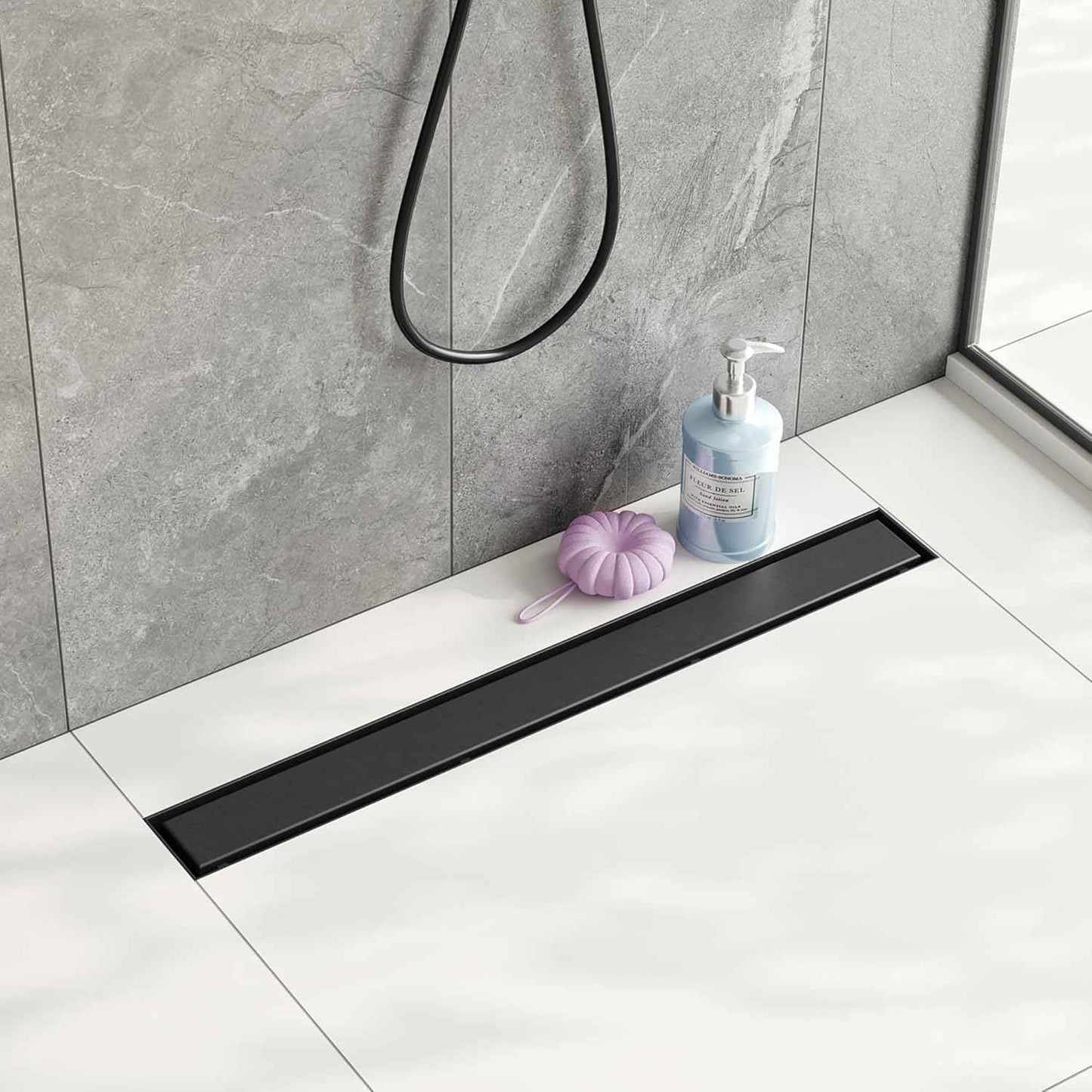 Neodrain 18-Inch Gold Linear Shower Drain - Brushed Brass, Tile Insert Cover & Hair Strainer